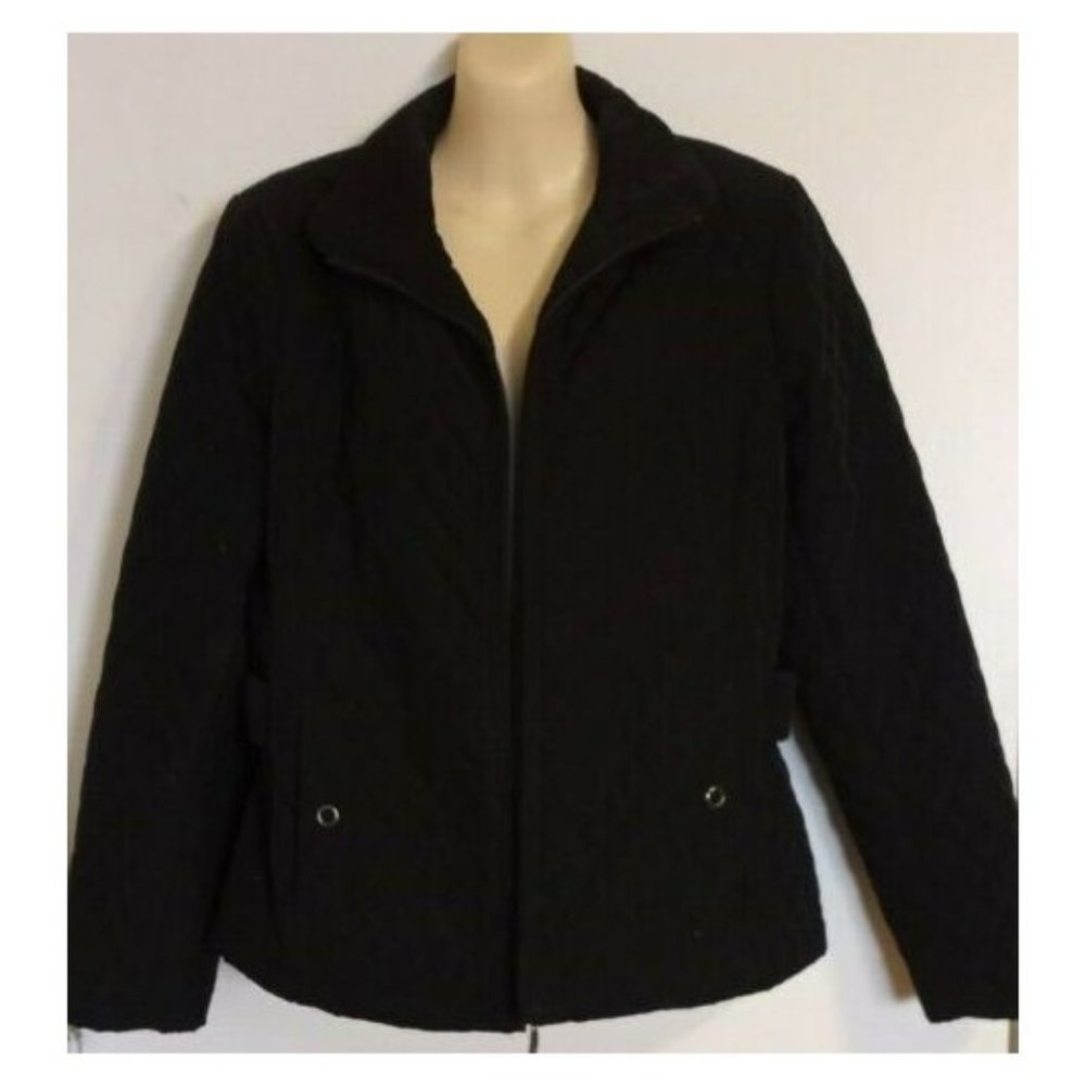 Women’s Canvas A Gallery Company Black Quilted Jacket Coat Size M Lined
